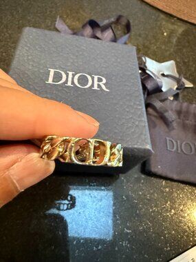 Christian Dior CD Icon Chain Link Ring Gold-Plated